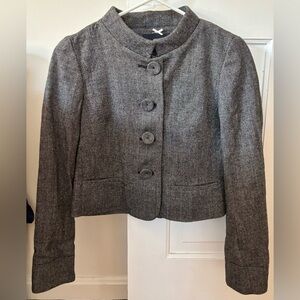 NWOT Banana Republic Cropped Tweed Jacket • Structured Button Front • Size 0